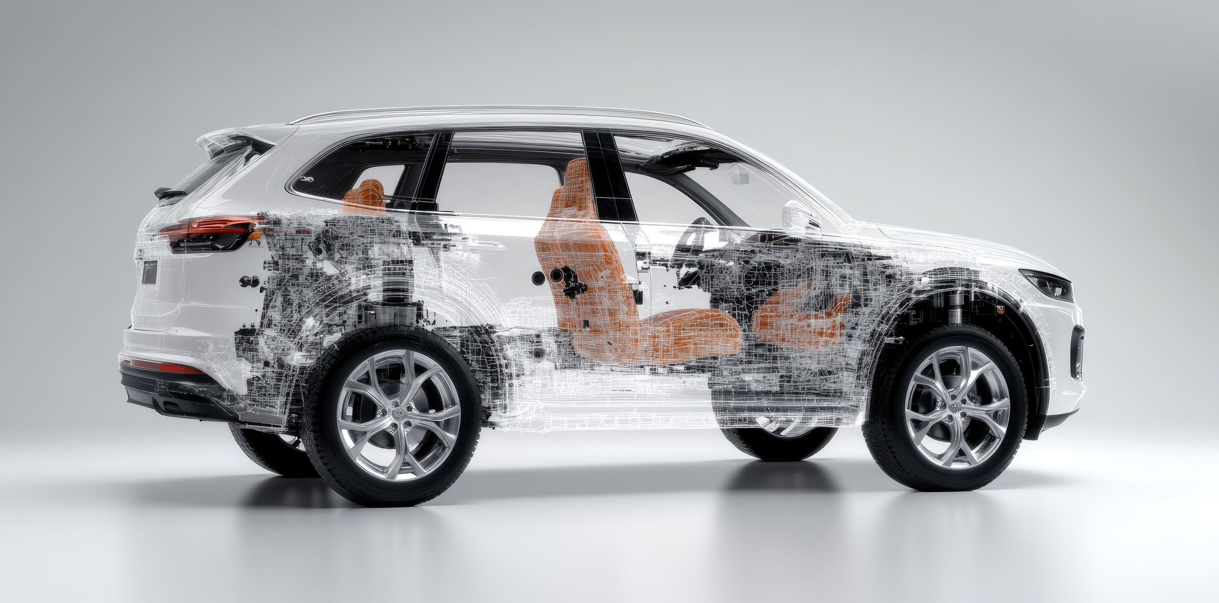 Transparent auto showing internal structure